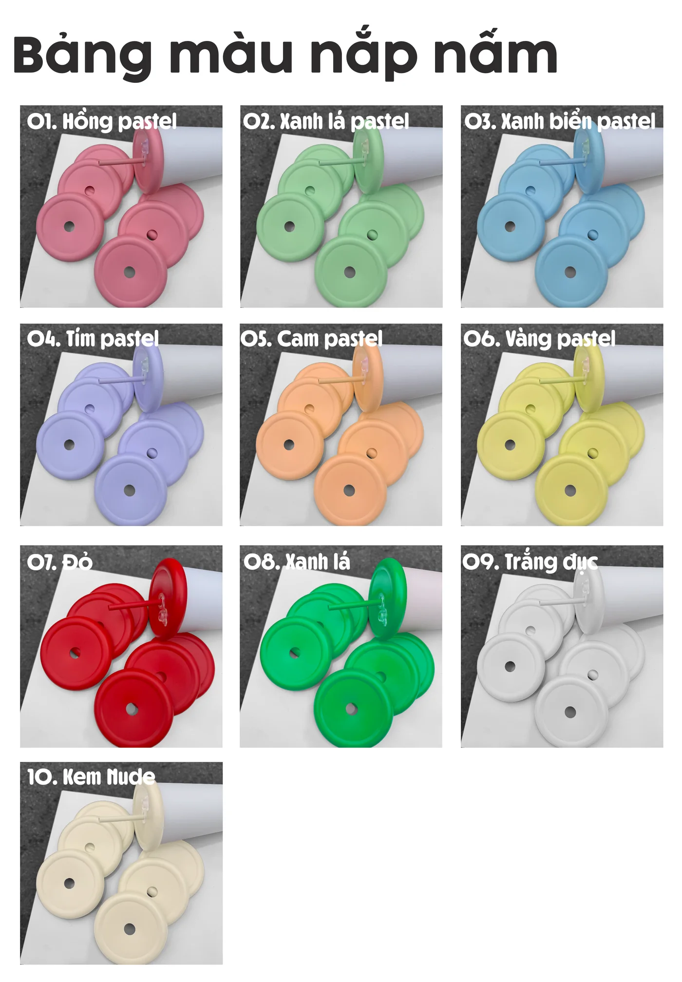 Bảng màu nắp nấm — 10 màu