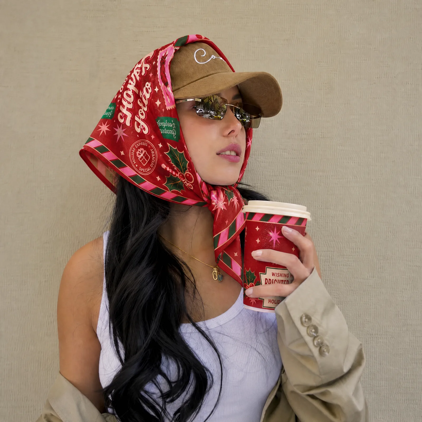 Mẫu khăn bandana Giáng Sinh đeo trên người, mẫu 1
