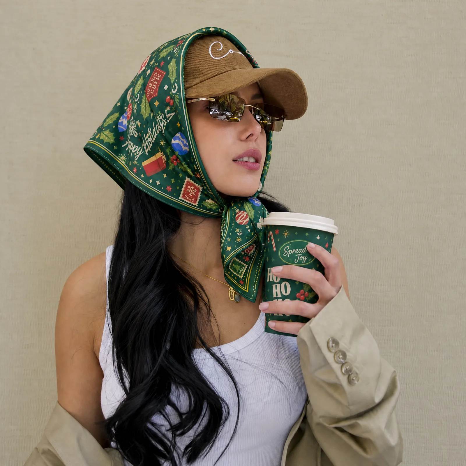 Mẫu khăn bandana Giáng Sinh đeo trên người, mẫu 3