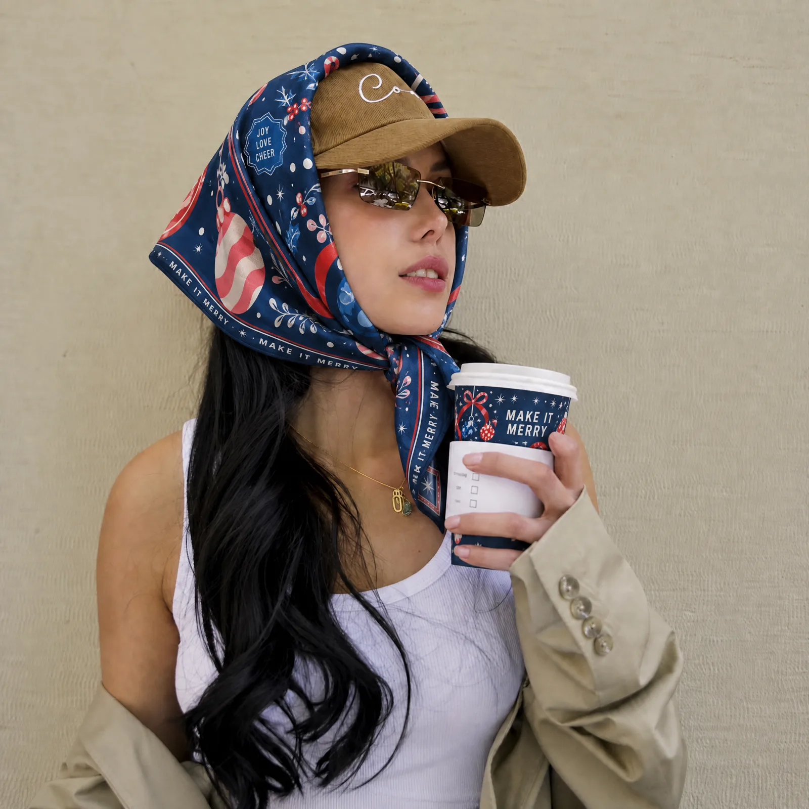 Mẫu khăn bandana Giáng Sinh đeo trên người, mẫu 4
