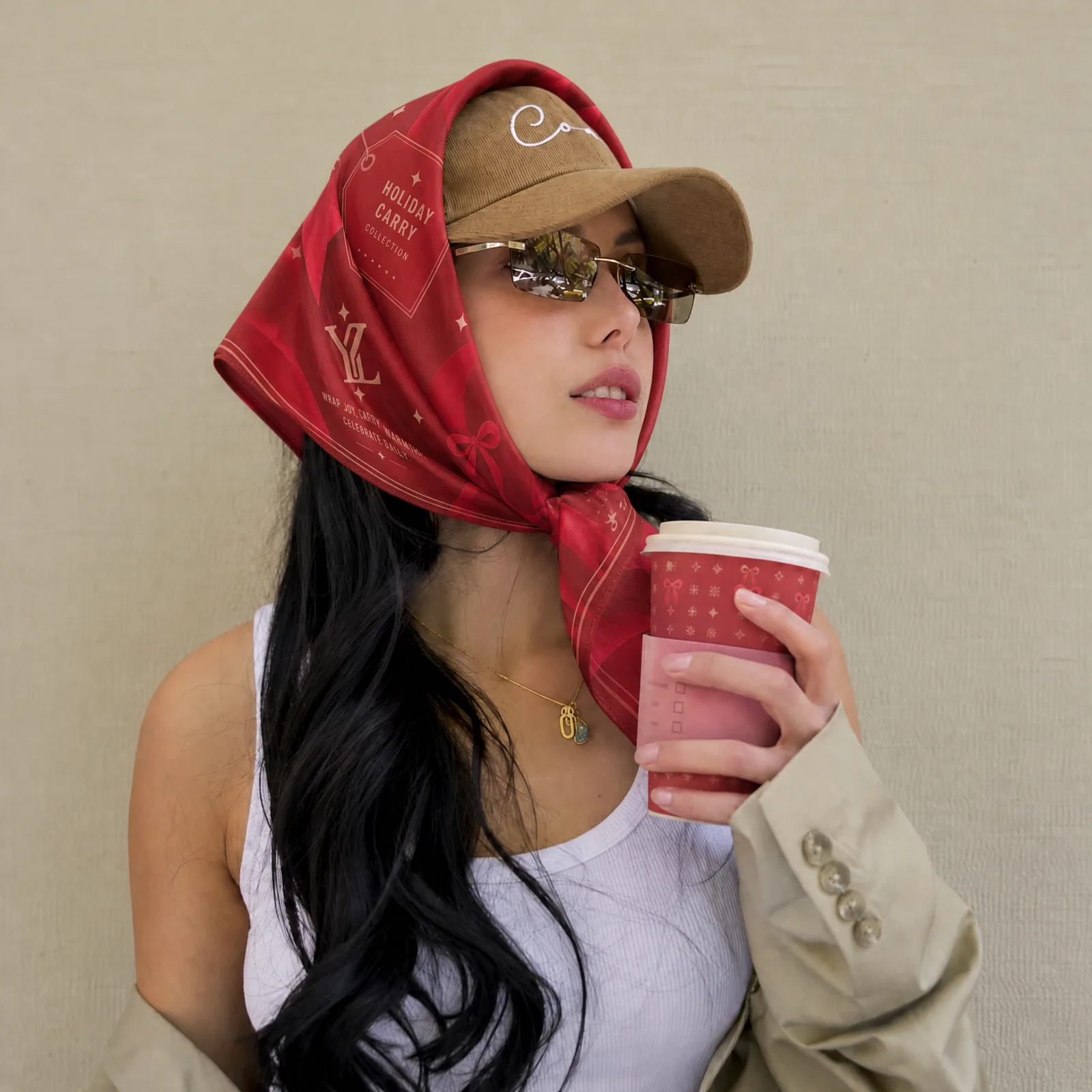 Mẫu khăn bandana Giáng Sinh đeo trên người, mẫu 7