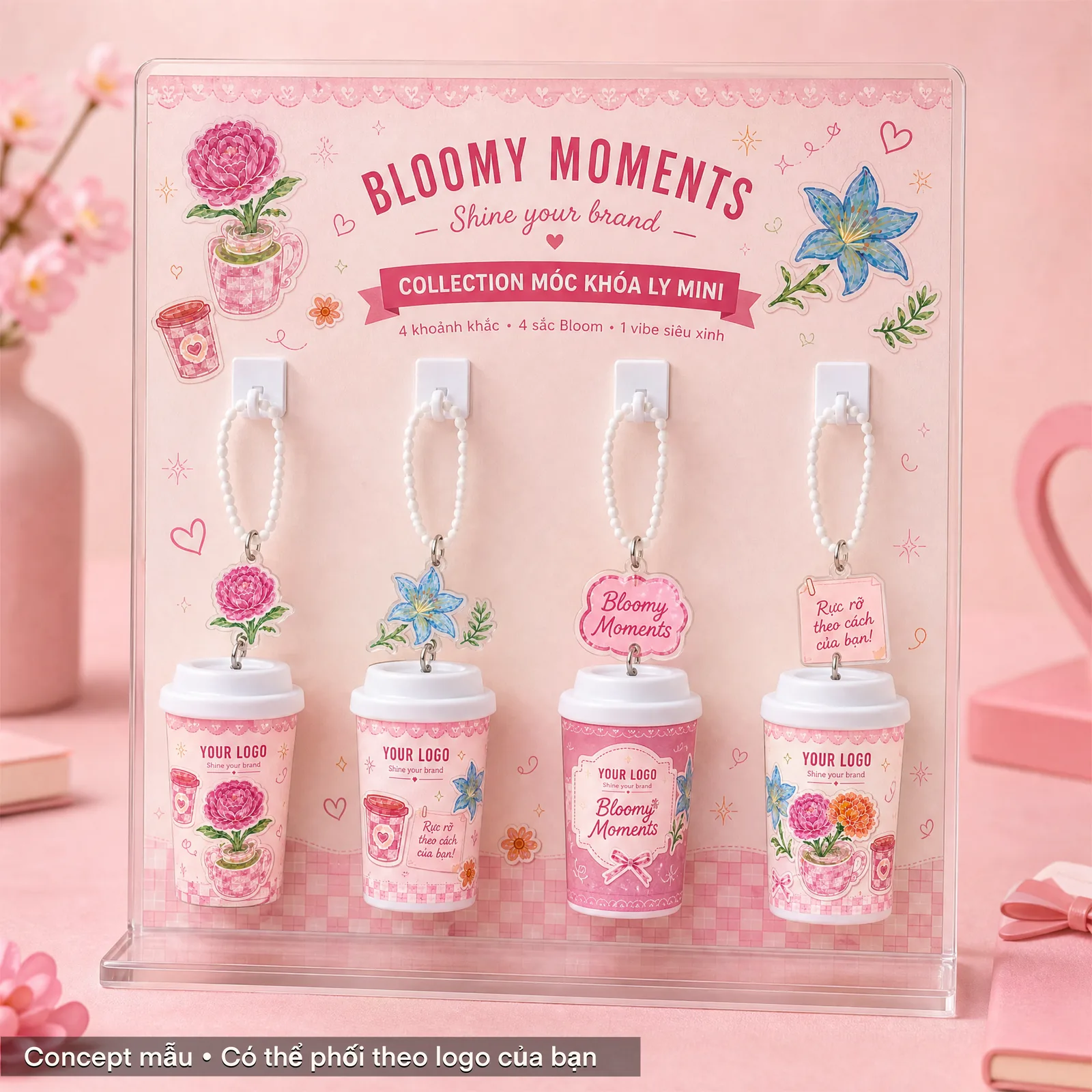 BST móc khóa ly mini 20/10 concept Nở Rộ Sắc Hoa 6