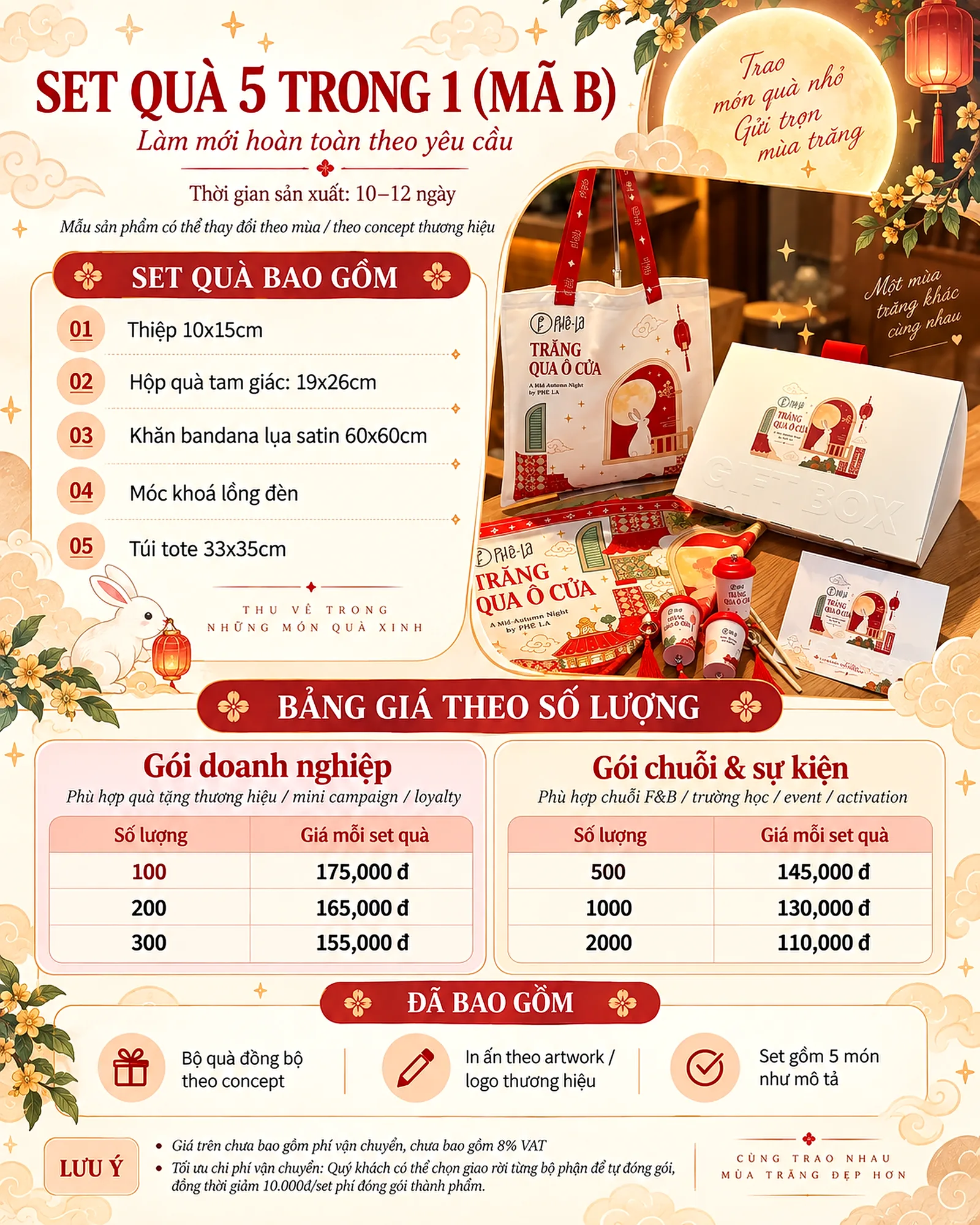 Bảng giá set quà 5 trong 1 Mã B
