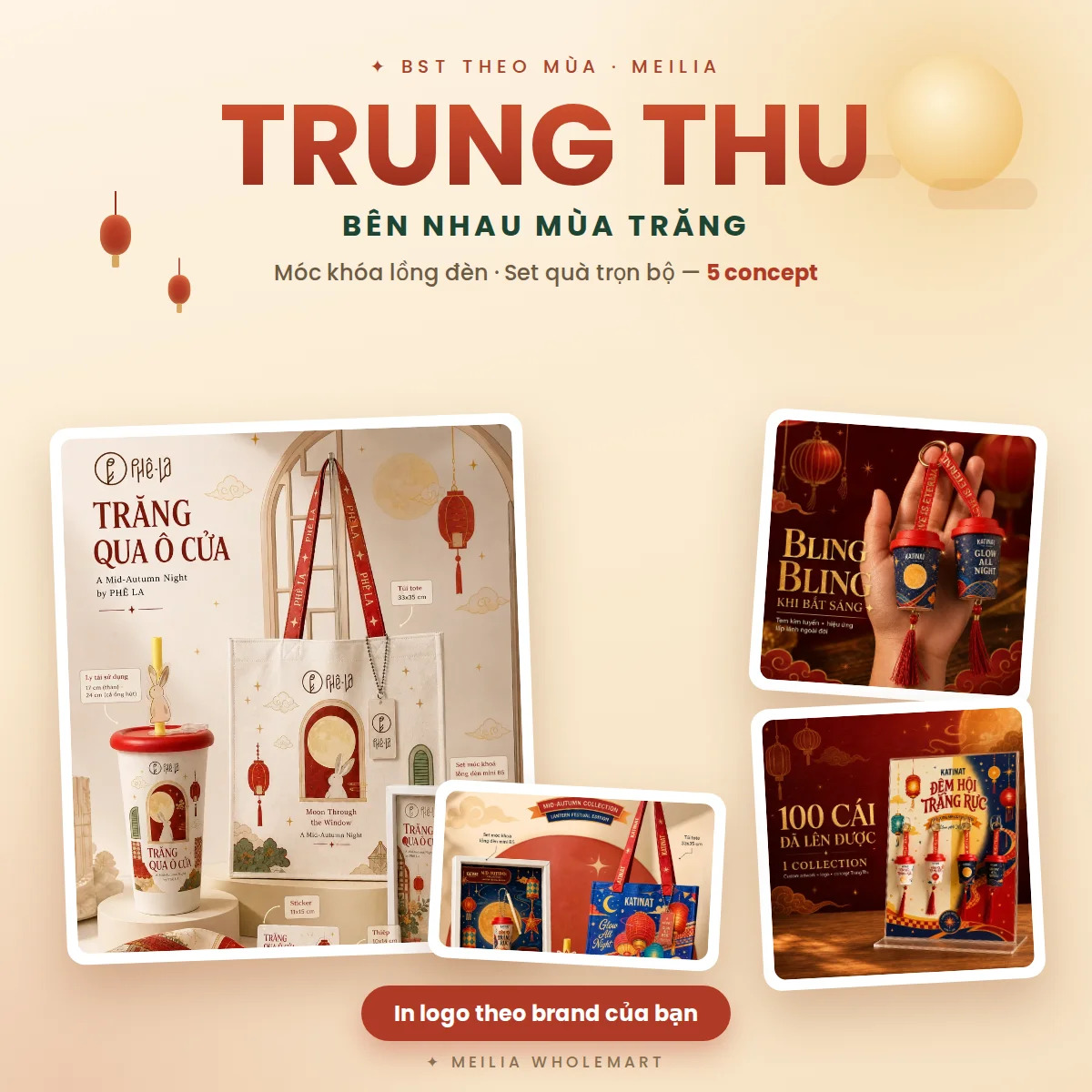 Bộ sưu tập Trung Thu Meilia: móc khóa lồng đèn mini và ly theo concept