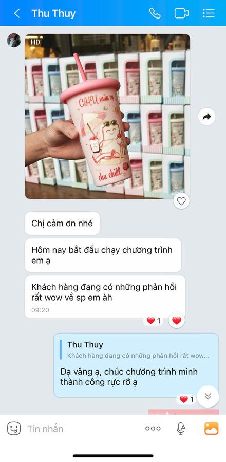 Tin nhắn Zalo: CHU chạy chương trình ngày đầu, khách hàng phản hồi rất wow