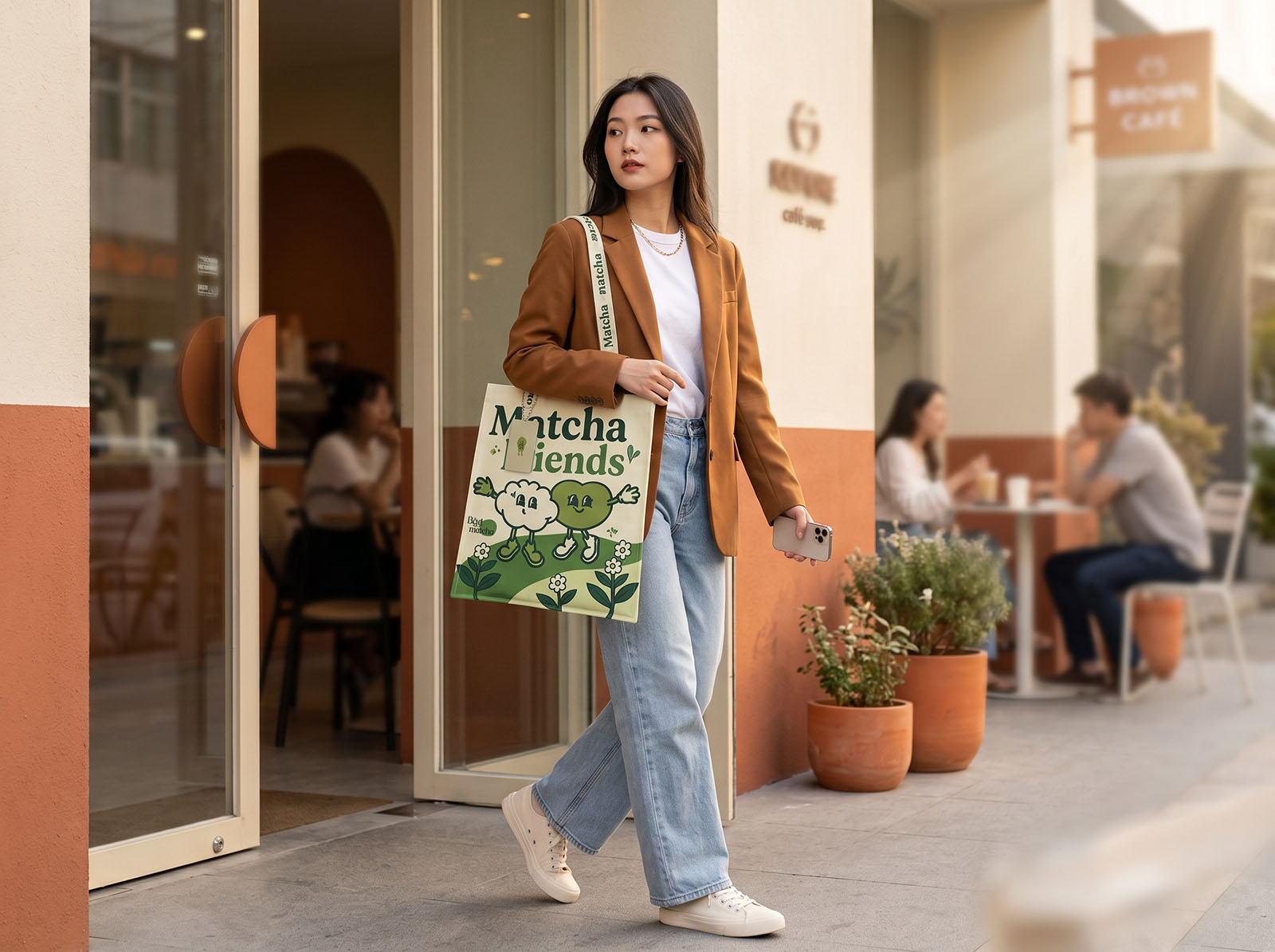 Khách hàng sử dụng túi tote ngoài đời thực